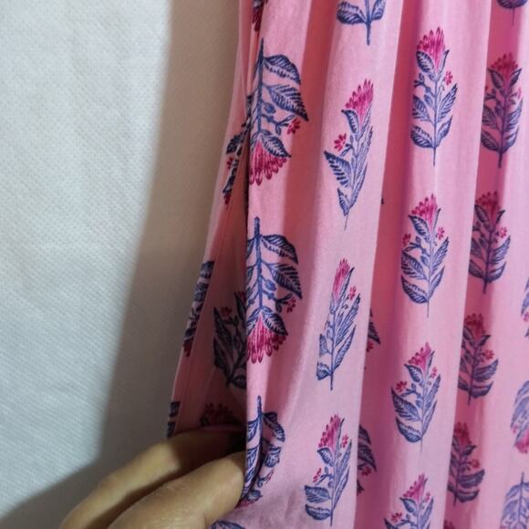 Old Navy Sleeveless Tie-Back Cutout Maxi Swing Pink Posie Dress Boho Size S - Picture 7 of 11